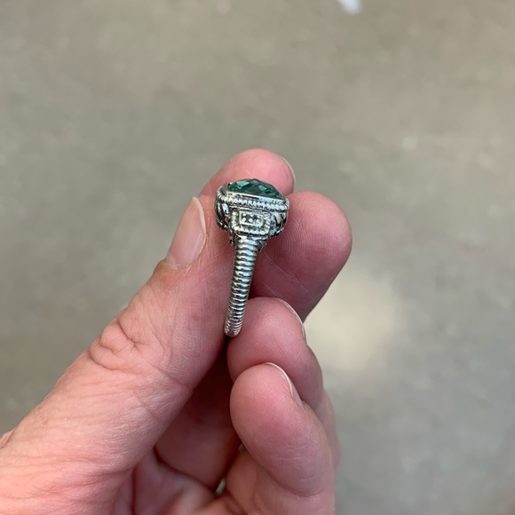 Judith Ripka SS, green amethyst and CZ -size 6.75 ring - Picture 11 of 14